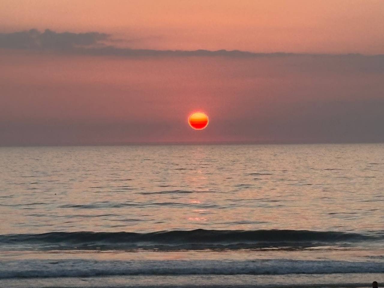 Sun setting over the Atlantic at Costa da Caparica